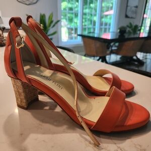 Sarah Flint Women's Block Heel Orange Sandal